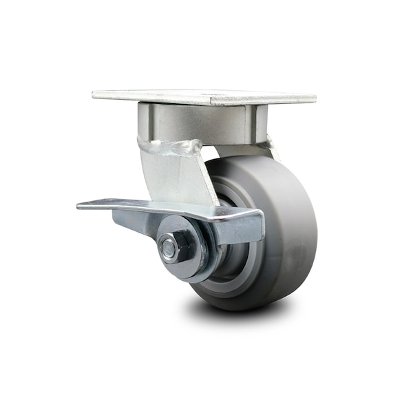 4 Inch Kingpinless Thermoplastic Rubber Wheel Swivel Caster with Brake SCC